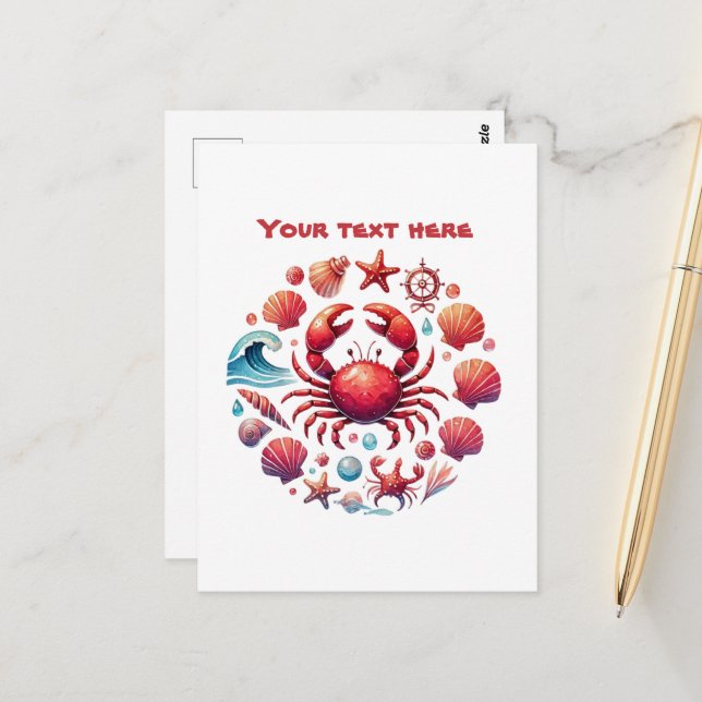 Cute anpassade krabb älskare vykort (Fram/Back In Situ)