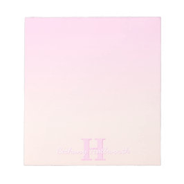 Cute Anpassade Monogram | Peach & Rosa Ombre Anteckningsblock