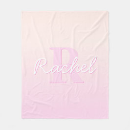 Cute Anpassade Monogram | Peach & Rosa Ombre Fleecefilt