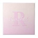 Cute Anpassade Monogram | Peach & Rosa Ombre Kakelplatta<br><div class="desc">Utformning av cute- och gigantiska monogram.</div>
