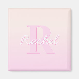 Cute Anpassade Monogram Peach & Rosa Ombre Magnet