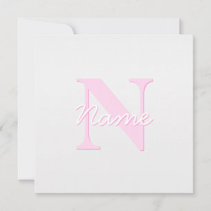 Cute Anpassade Monogram Rosa Ombre & Grått Anteckningskort