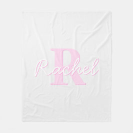 Cute Anpassade Monogram | Rosa Ombre & Grått Fleecefilt