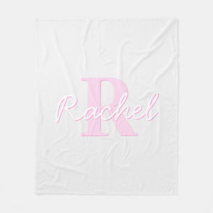Cute Anpassade Monogram Rosa Ombre & Grått Fleecefilt