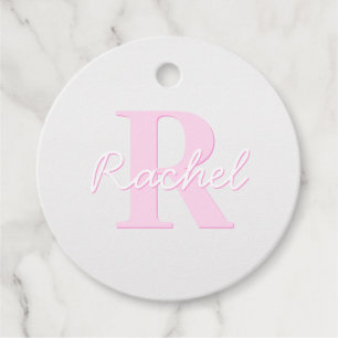 Cute Anpassade Monogram Rosa Ombre & Grått Gåvor Etiketter