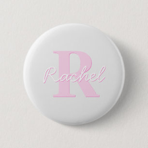 Cute Anpassade Monogram Rosa Ombre & Grått Knapp