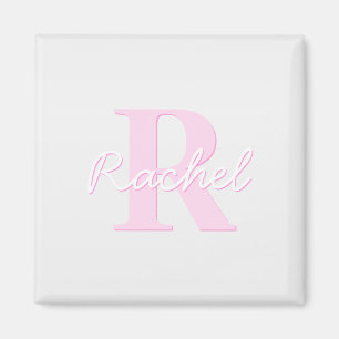 Cute Anpassade Monogram Rosa Ombre & Grått Magnet