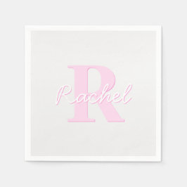 Cute Anpassade Monogram | Rosa Ombre & Grått Pappersservett