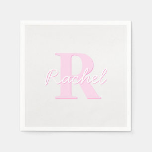 Cute Anpassade Monogram Rosa Ombre & Grått Pappersservett