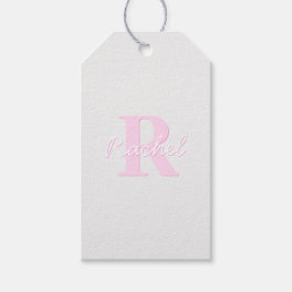 Cute Anpassade Monogram | Rosa Ombre & Grått Presentetikett