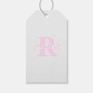 Cute Anpassade Monogram Rosa Ombre & Grått Presentetikett