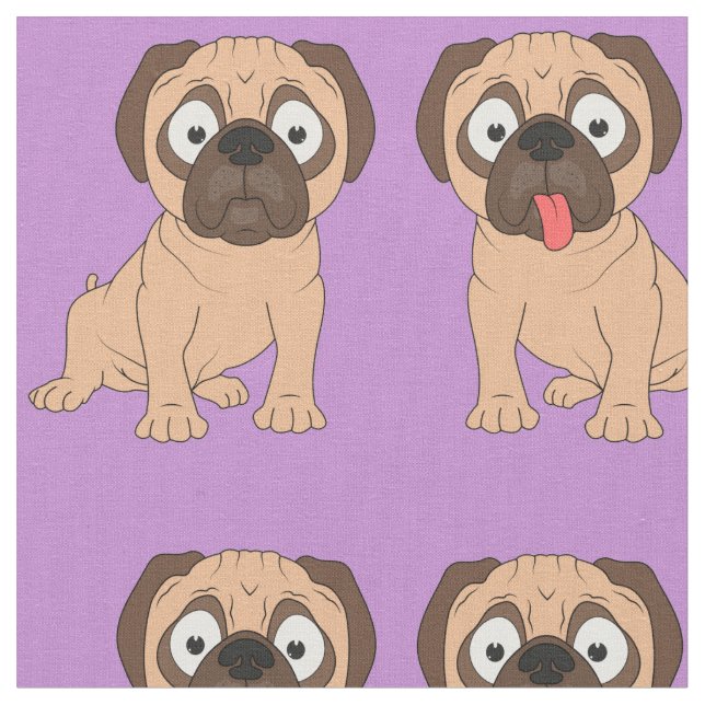 Cute Anpassade Pug Fabric Tyg (Närbild)