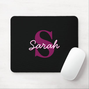Cute Anpassade Rosa & Black Monogram-skript Musmatta