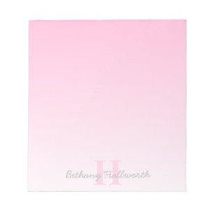 Cute Anpassade Rosa Monogram och ditt namnskript Anteckningsblock