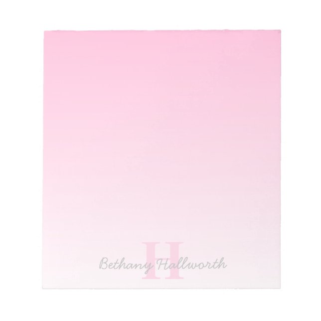 Cute Anpassade Rosa Monogram och ditt namnskript Anteckningsblock (Framsida)