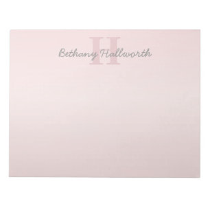 Cute Anpassade Rosa Monogram och ditt namnskript Anteckningsblock