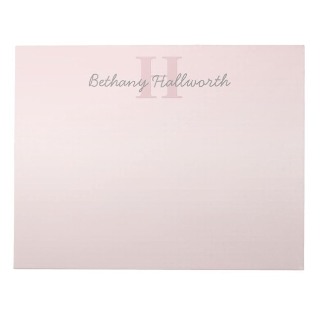 Cute Anpassade Rosa Monogram och ditt namnskript Anteckningsblock (Framsida)