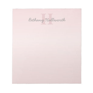 Cute Anpassade Rosa Monogram och ditt namnskript Anteckningsblock