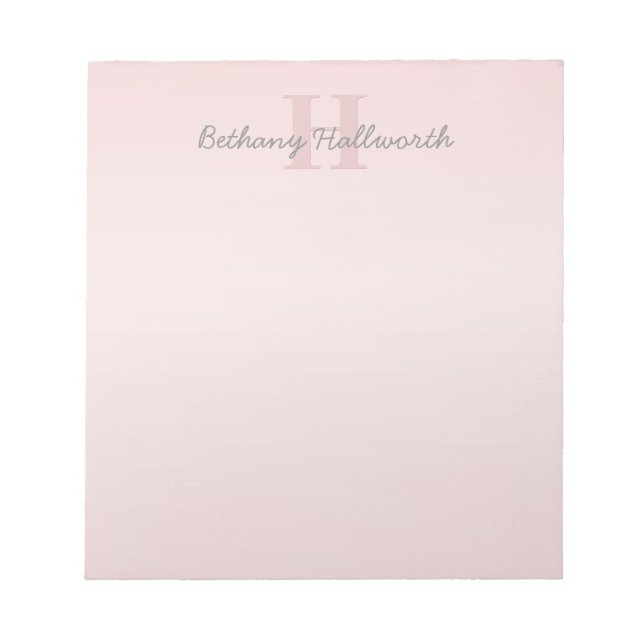 Cute Anpassade Rosa Monogram och ditt namnskript Anteckningsblock (Framsida)