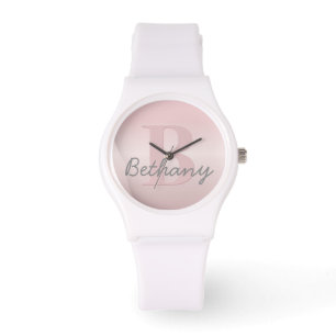 Cute Anpassade Rosa Monogram och ditt namnskript Armbandsur