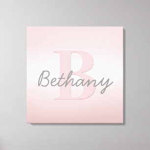 Cute Anpassade Rosa Monogram och ditt namnskript Canvastryck