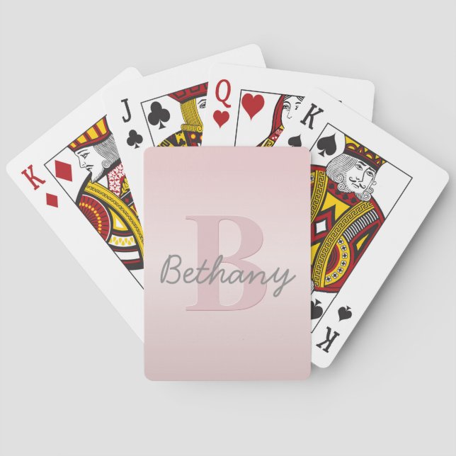 Cute Anpassade Rosa Monogram och ditt namnskript Casinokort (Baksidan)