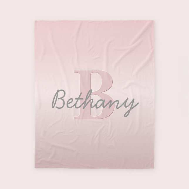 Cute Anpassade Rosa Monogram och ditt namnskript Fleecefilt (Skapare uppladdad)