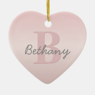 Cute Anpassade Rosa Monogram och ditt namnskript Julgransprydnad Keramik