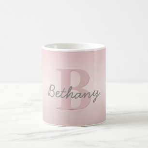Cute Anpassade Rosa Monogram och ditt namnskript Kaffemugg