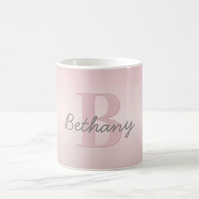Cute Anpassade Rosa Monogram och ditt namnskript Kaffemugg (Center)
