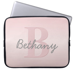 Cute Anpassade Rosa Monogram och ditt namnskript Laptop Fodral