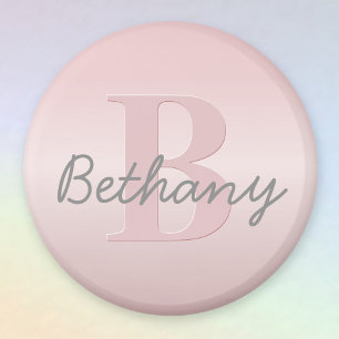 Cute Anpassade Rosa Monogram och ditt namnskript Magnet