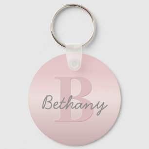 Cute Anpassade Rosa Monogram och ditt namnskript Nyckelring