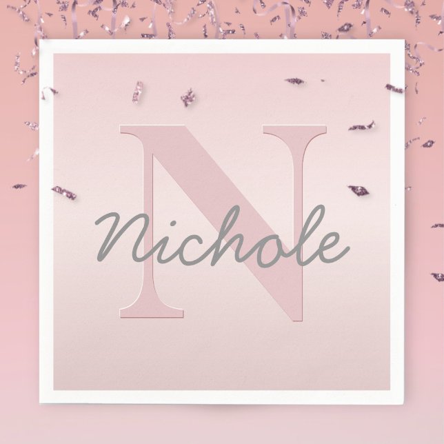 Cute Anpassade Rosa Monogram och ditt namnskript Pappersservett (Skapare uppladdad)