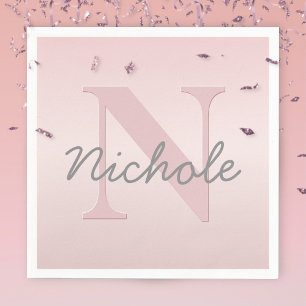 Cute Anpassade Rosa Monogram och ditt namnskript Pappersservett