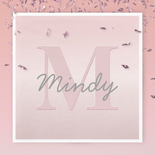 Cute Anpassade Rosa Monogram och ditt namnskript Pappersservett