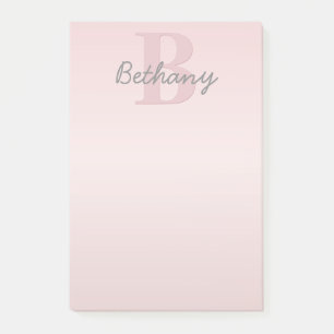 Cute Anpassade Rosa Monogram och ditt namnskript Post-it Block