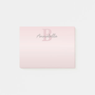 Cute Anpassade Rosa Monogram och ditt namnskript Post-it Block