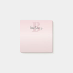 Cute Anpassade Rosa Monogram och ditt namnskript Post-it Block