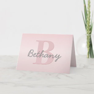 Cute Anpassade Rosa Monogram och ditt namnskript Tack Kort