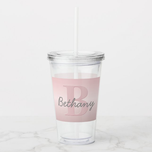 Cute Anpassade Rosa Monogram och ditt namnskript Take Away Mugg (Framsida)