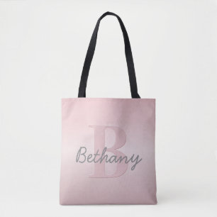Cute Anpassade Rosa Monogram och ditt namnskript Tygkasse