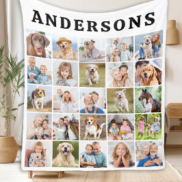 Cute Anpassningsbar 25 Photos Collage Family Pets  Fleecefilt