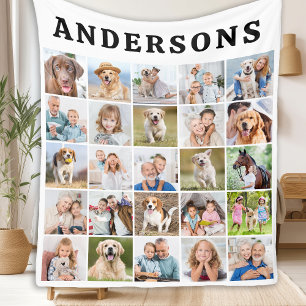 Cute Anpassningsbar 25 Photos Collage Family Pets  Fleecefilt
