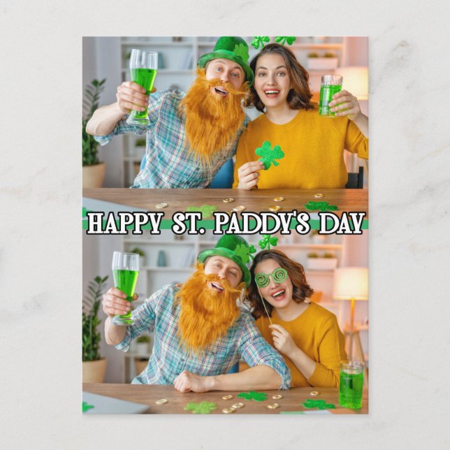 Cute Anpassningsbar 2-foto Festive St Paddy's Day Vykort (Framsida)