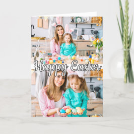 Cute Anpassningsbar 2-fotofamilj Påsk Helgkort