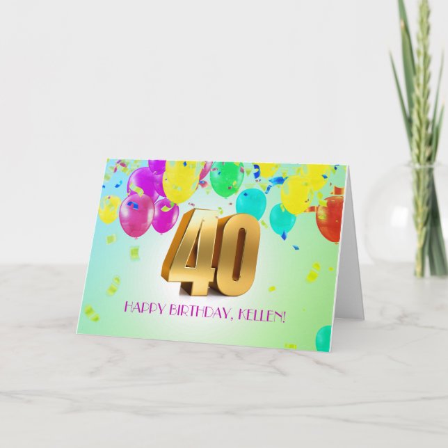 Cute, Anpassningsbar 40:e födelsedagskortet Kort (Framsida)
