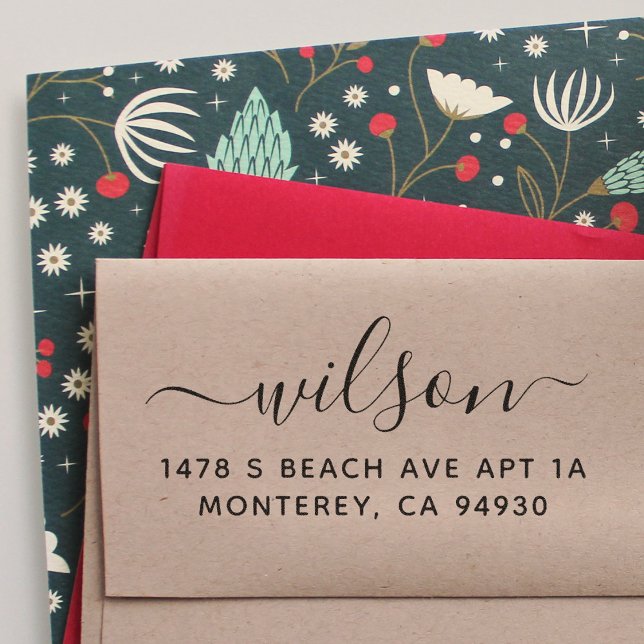 Cute Anpassningsbar Adress Frimärke med skriptteck Självfärgande Stämpel (Skapare uppladdad)