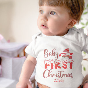 Cute Anpassningsbar Baby: Första jul Snögubbe Snö T Shirt