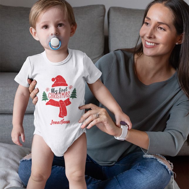 Cute Anpassningsbar Baby: Första jul Träd Santa Ha T Shirt (Skapare uppladdad)